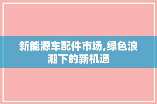 新能源车配件市场,绿色浪潮下的新机遇