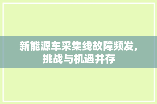 新能源车采集线故障频发,挑战与机遇并存