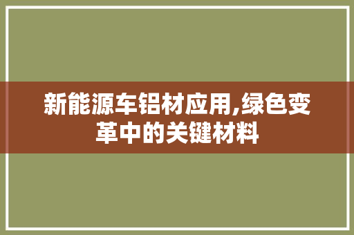 新能源车铝材应用,绿色变革中的关键材料