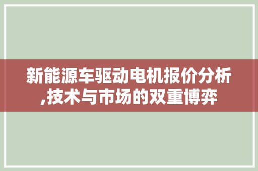 新能源车驱动电机报价分析,技术与市场的双重博弈