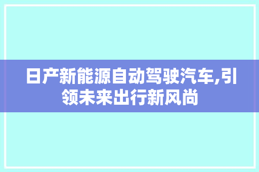 日产新能源自动驾驶汽车,引领未来出行新风尚