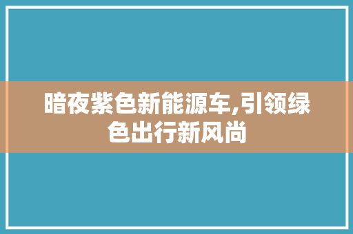 暗夜紫色新能源车,引领绿色出行新风尚