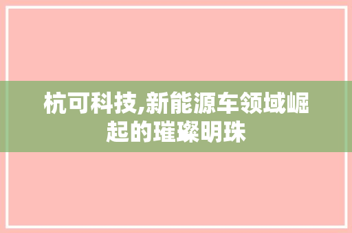 杭可科技,新能源车领域崛起的璀璨明珠