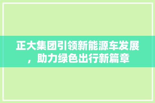 正大集团引领新能源车发展，助力绿色出行新篇章