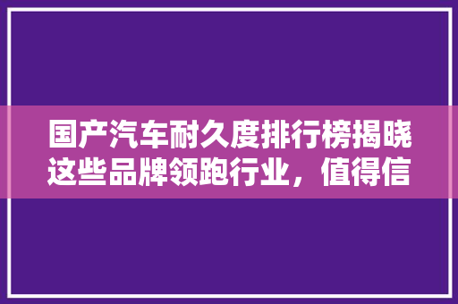 国产汽车耐久度排行榜揭晓这些品牌领跑行业，值得信赖！