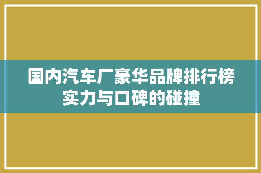国内汽车厂豪华品牌排行榜实力与口碑的碰撞