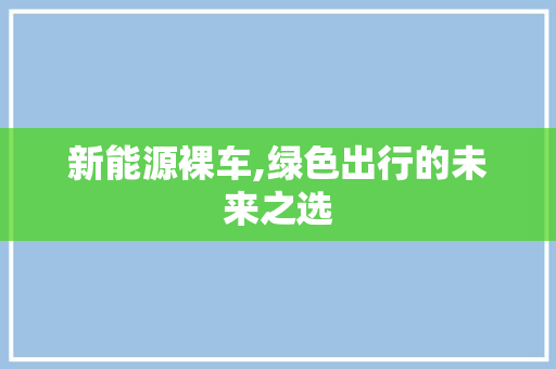 新能源裸车,绿色出行的未来之选