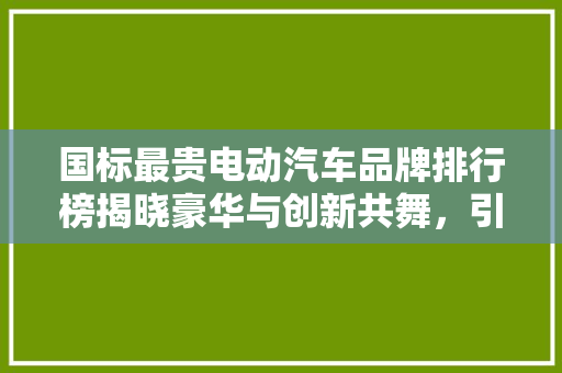 国标最贵电动汽车品牌排行榜揭晓豪华与创新共舞，引领绿色出行新潮流
