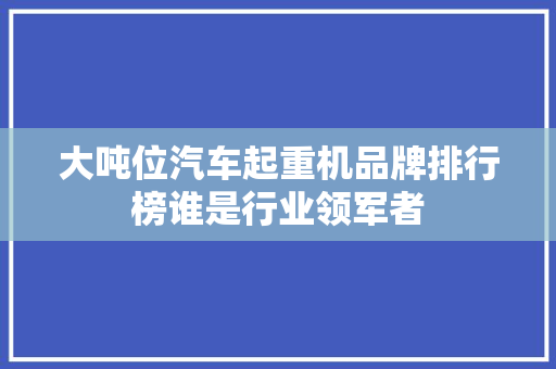 大吨位汽车起重机品牌排行榜谁是行业领军者