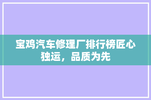 宝鸡汽车修理厂排行榜匠心独运，品质为先