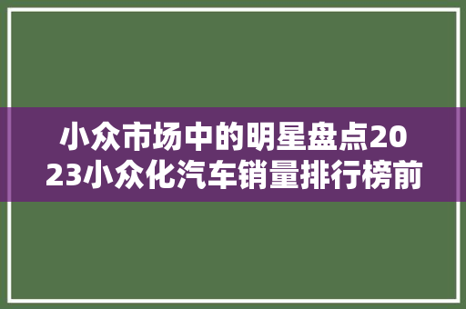 小众市场中的明星盘点2023小众化汽车销量排行榜前十