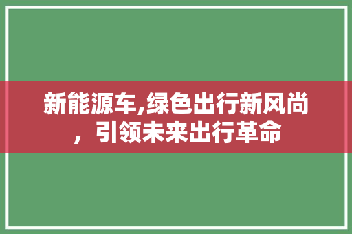 新能源车,绿色出行新风尚，引领未来出行革命