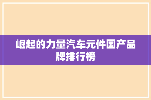 崛起的力量汽车元件国产品牌排行榜