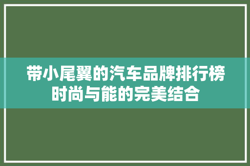 带小尾翼的汽车品牌排行榜时尚与能的完美结合