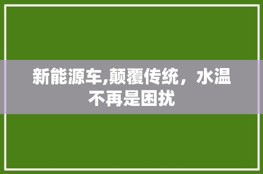 新能源车,颠覆传统，水温不再是困扰