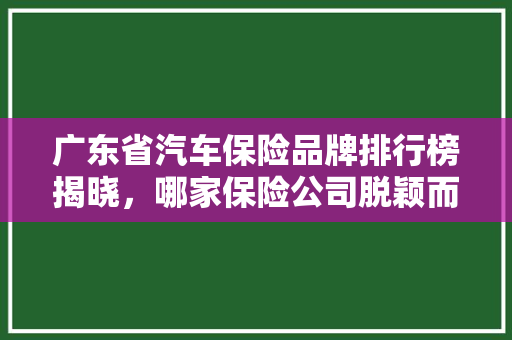 广东省汽车保险品牌排行榜揭晓，哪家保险公司脱颖而出