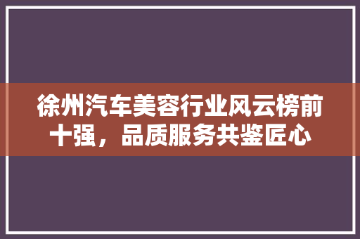徐州汽车美容行业风云榜前十强，品质服务共鉴匠心