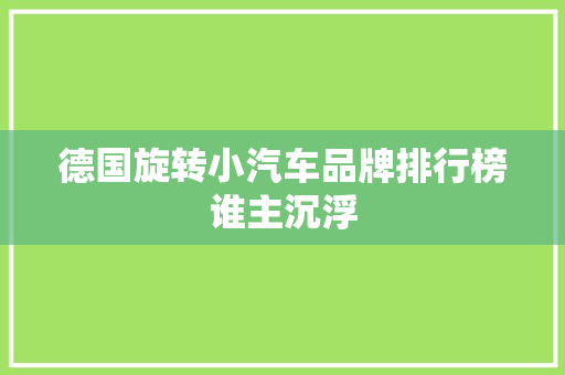 德国旋转小汽车品牌排行榜谁主沉浮