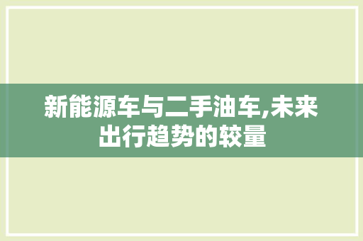 新能源车与二手油车,未来出行趋势的较量
