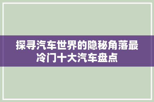 探寻汽车世界的隐秘角落最冷门十大汽车盘点