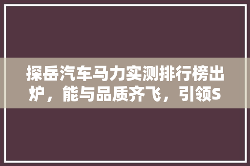 探岳汽车马力实测排行榜出炉，能与品质齐飞，引领SUV市场新潮流