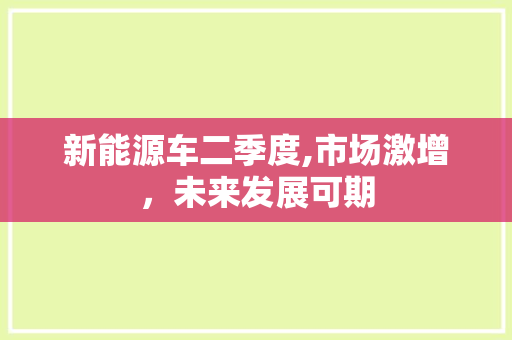新能源车二季度,市场激增，未来发展可期