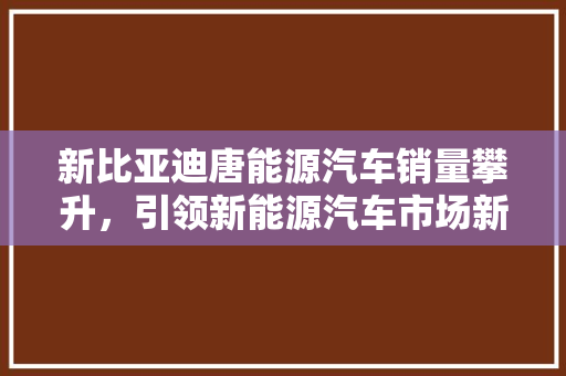 新比亚迪唐能源汽车销量攀升，引领新能源汽车市场新潮流