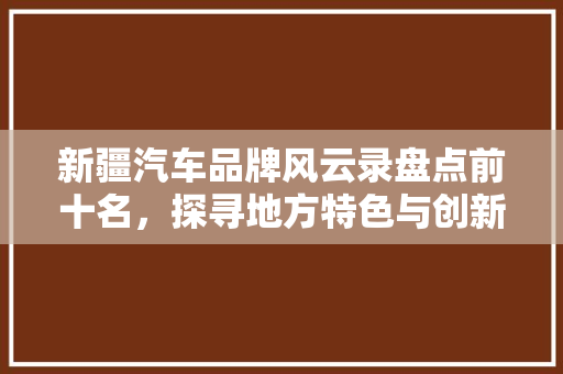 新疆汽车品牌风云录盘点前十名，探寻地方特色与创新力量