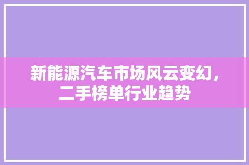 新能源汽车市场风云变幻，二手榜单行业趋势