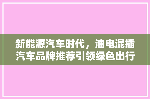 新能源汽车时代，油电混插汽车品牌推荐引领绿色出行新潮流