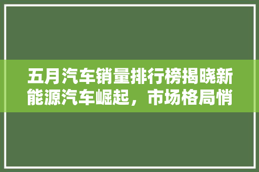 五月汽车销量排行榜揭晓新能源汽车崛起，市场格局悄然生变