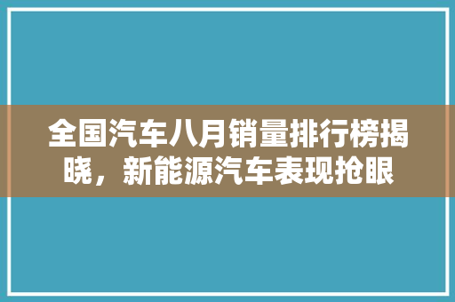 全国汽车八月销量排行榜揭晓，新能源汽车表现抢眼