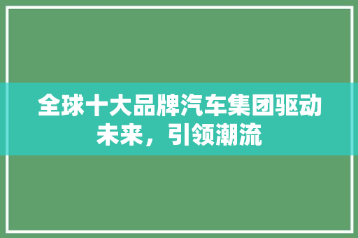 全球十大品牌汽车集团驱动未来，引领潮流