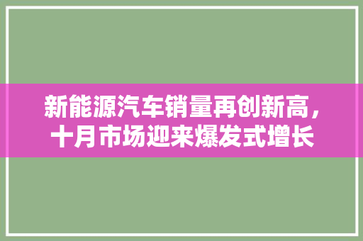 新能源汽车销量再创新高，十月市场迎来爆发式增长