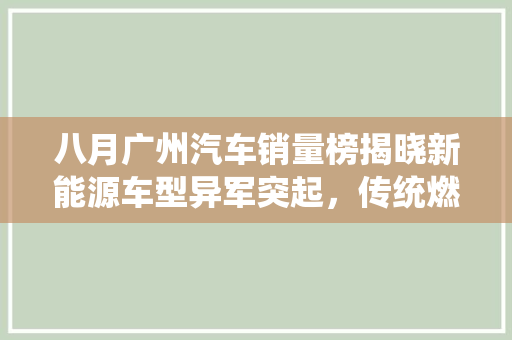 八月广州汽车销量榜揭晓新能源车型异军突起，传统燃油车面临挑战