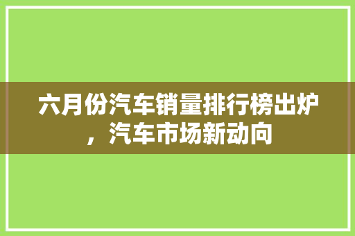 六月份汽车销量排行榜出炉，汽车市场新动向