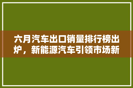 六月汽车出口销量排行榜出炉，新能源汽车引领市场新趋势