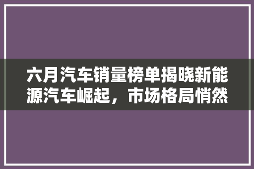六月汽车销量榜单揭晓新能源汽车崛起，市场格局悄然生变