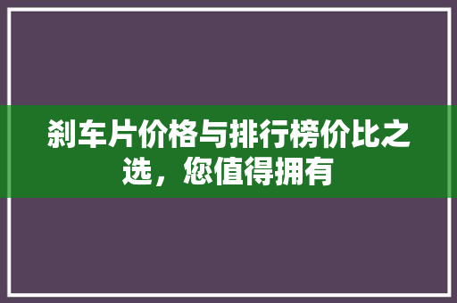 刹车片价格与排行榜价比之选，您值得拥有