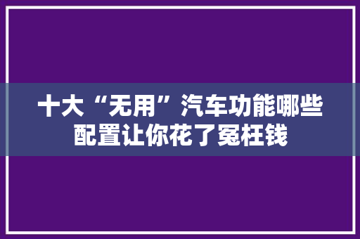 十大“无用”汽车功能哪些配置让你花了冤枉钱