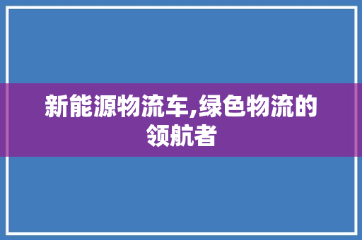 新能源物流车,绿色物流的领航者