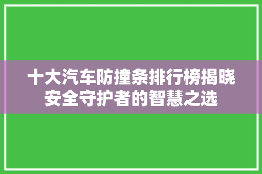 十大汽车防撞条排行榜揭晓安全守护者的智慧之选