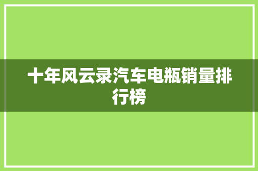 十年风云录汽车电瓶销量排行榜