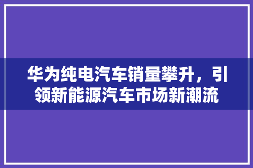 华为纯电汽车销量攀升，引领新能源汽车市场新潮流