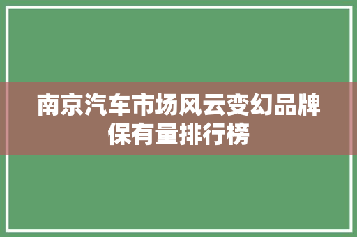 南京汽车市场风云变幻品牌保有量排行榜