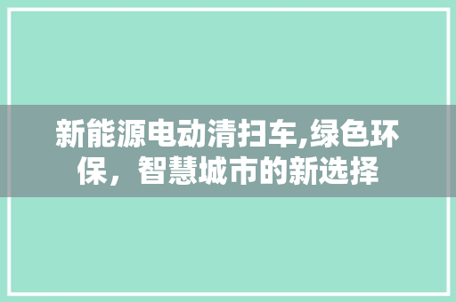 新能源电动清扫车,绿色环保，智慧城市的新选择
