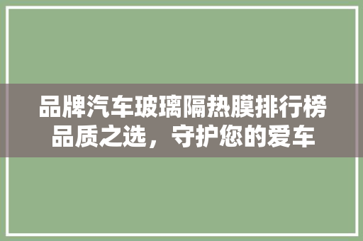 品牌汽车玻璃隔热膜排行榜品质之选，守护您的爱车