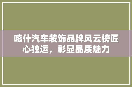喀什汽车装饰品牌风云榜匠心独运，彰显品质魅力