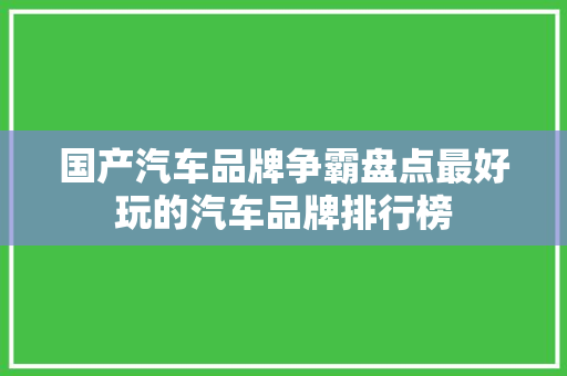 国产汽车品牌争霸盘点最好玩的汽车品牌排行榜