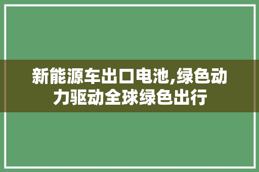 新能源车出口电池,绿色动力驱动全球绿色出行
